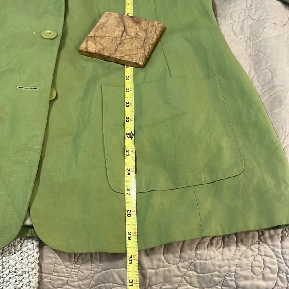 New York & Company Woman’s Chartreuse Linen Blend Notched Collar Boxy Blazer 14 - Picture 9 of 11
